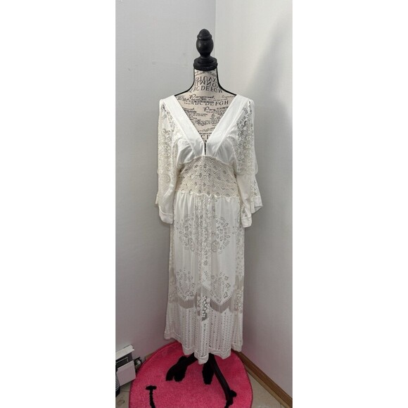 Anthropologie Farm Rio Solana Cutout Open Shoulder Midi Dress SIZE MEDIUM - Picture 3 of 12